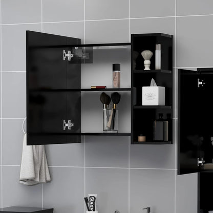 Mobile Bagno con Specchio Nero 62,5x20,5x64cm Legno Multistrato