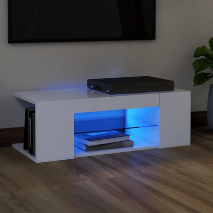 Mobile Porta TV con Luci LED Bianco 90x39x30 cm
