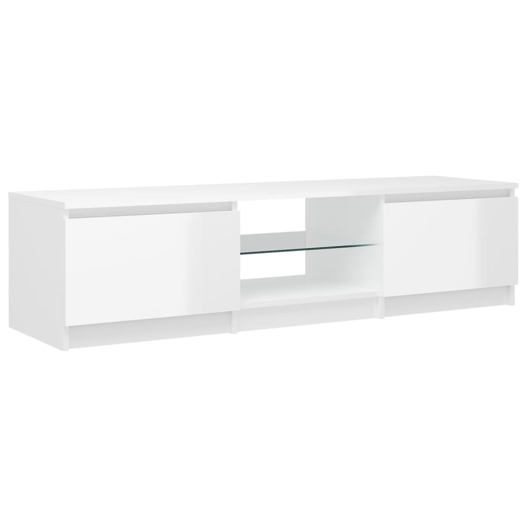 Mobile Porta TV con Luci LED Bianco Lucido 140x40x35,5 cm