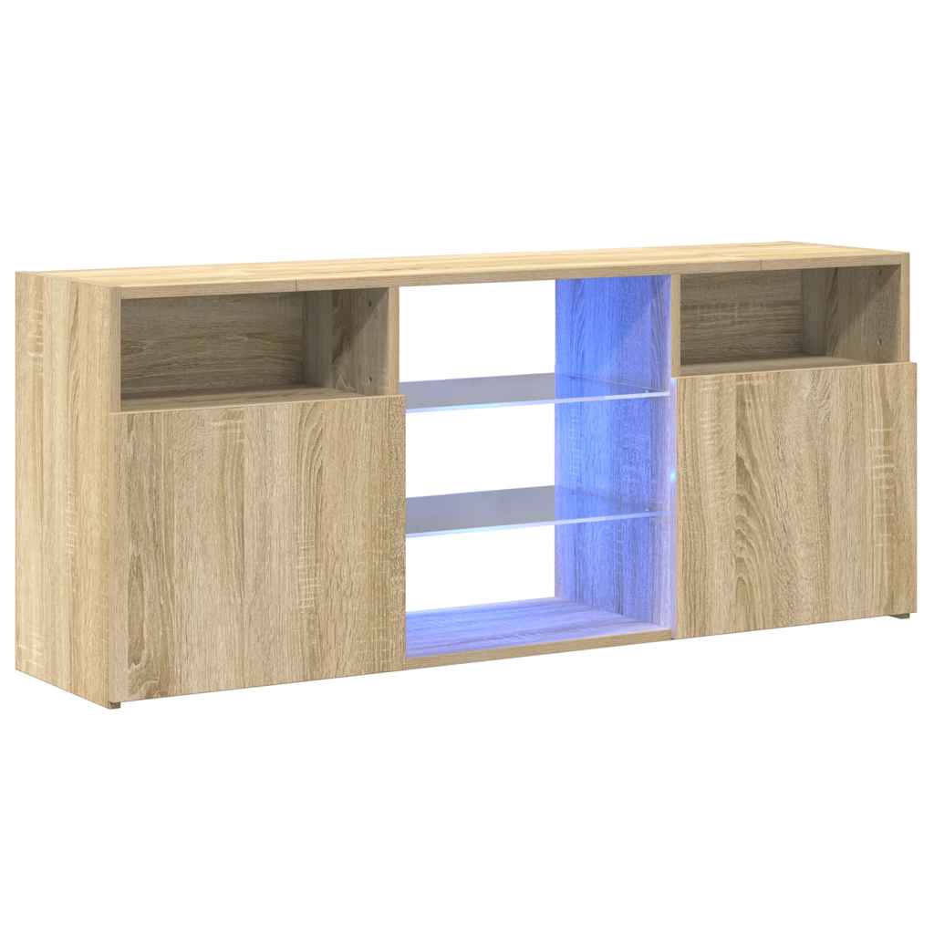 Mobile Porta TV con Luci LED Rovere Sonoma 120x30x50 cm
