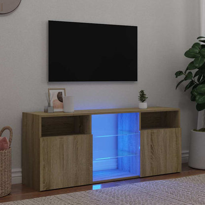 Mobile Porta TV con Luci LED Rovere Sonoma 120x30x50 cm