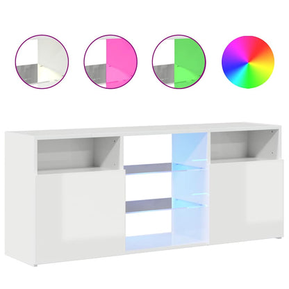 Mobile Porta TV con Luci LED Bianco Lucido 120x30x50 cm