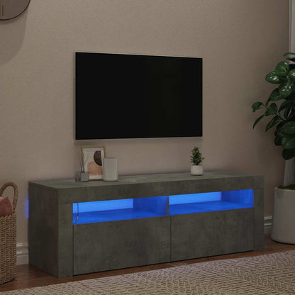 Mobile Porta TV con Luci LED Grigio Cemento 120x35x40 cm