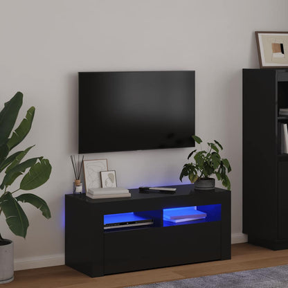 Mobile Porta TV con Luci LED Nero 90x35x40 cm