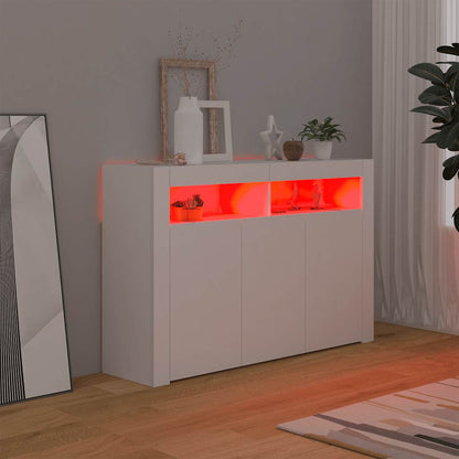 Credenza con Luci LED Bianca 115,5x30x75 cm