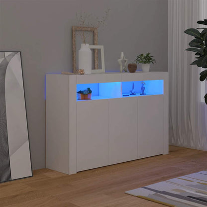 Credenza con Luci LED Bianca 115,5x30x75 cm