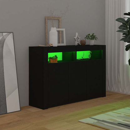 Credenza con Luci LED Nera 115,5x30x75 cm