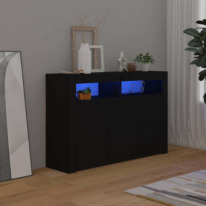 Credenza con Luci LED Nera 115,5x30x75 cm