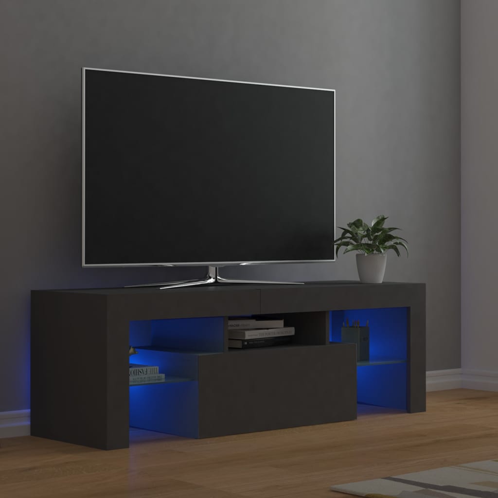 Mobile Porta TV con Luci LED Grigio 120x35x40 cm