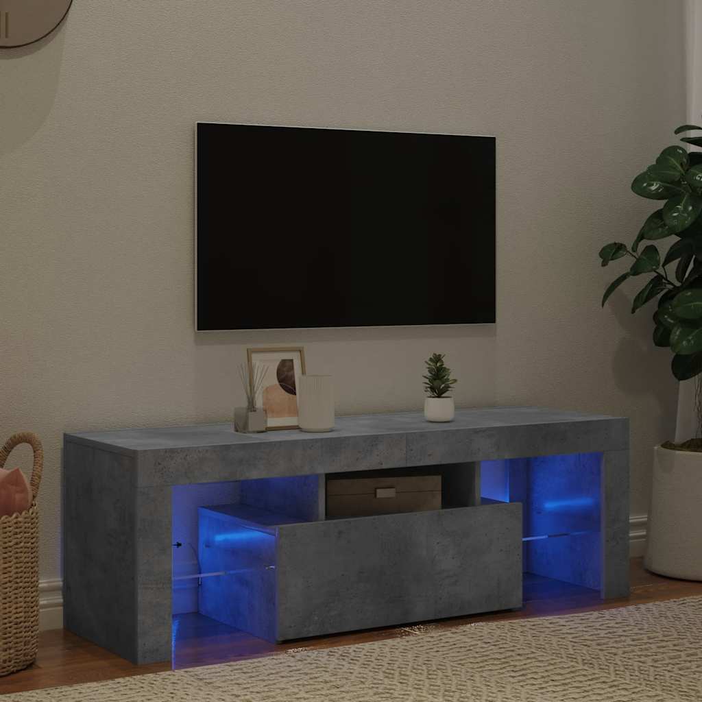 Mobile Porta TV con Luci LED Grigio Cemento 120x35x40 cm