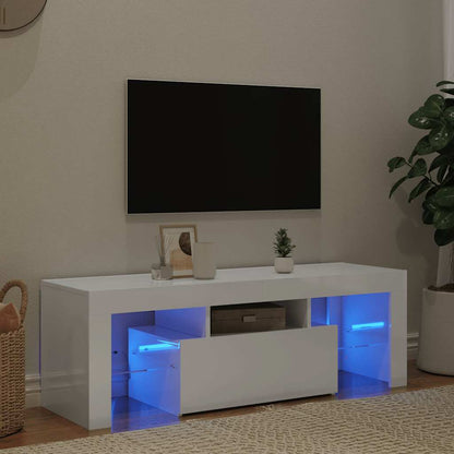 Mobile Porta TV con Luci LED Bianco Lucido 120x35x40 cm