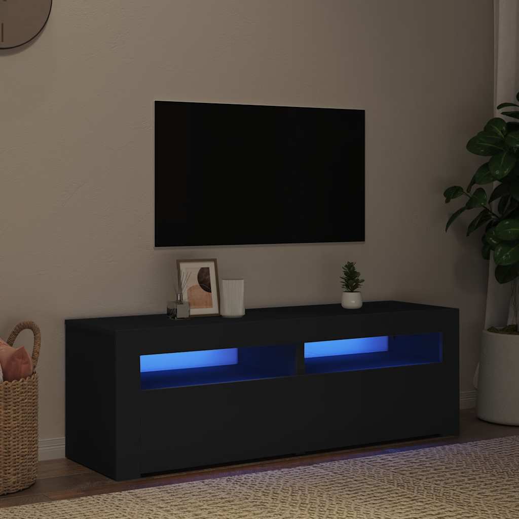 Mobile Porta TV con Luci LED Nero 120x35x40 cm