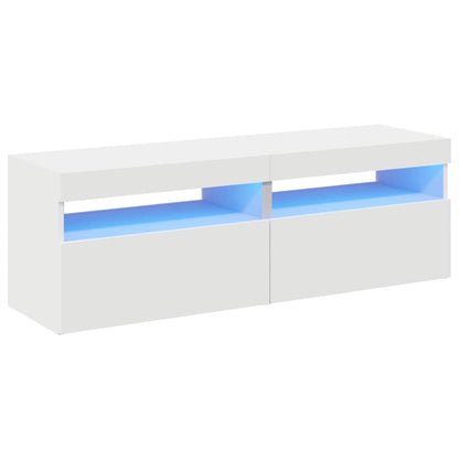 Mobili Porta TV con Luci LED 2 pz Bianchi 60x35x40 cm