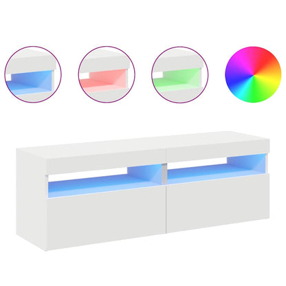 Mobili Porta TV con Luci LED 2 pz Bianchi 60x35x40 cm