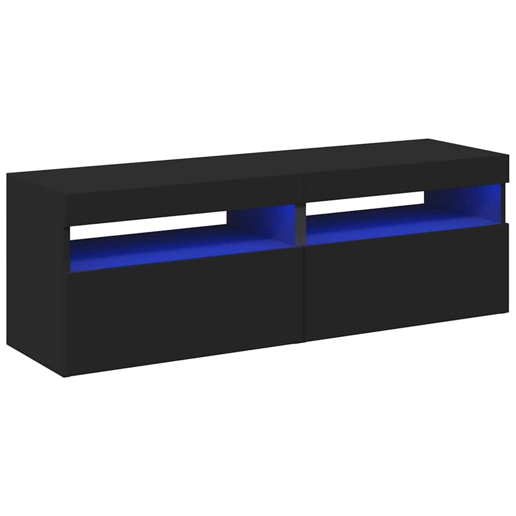 Mobili Porta TV con Luci LED 2 pz Neri 60x35x40 cm