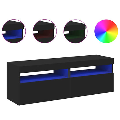 Mobili Porta TV con Luci LED 2 pz Neri 60x35x40 cm