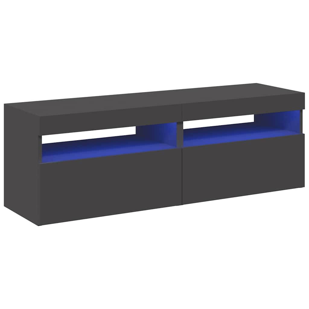 Mobili Porta TV con Luci LED 2 pz Grigi 60x35x40 cm