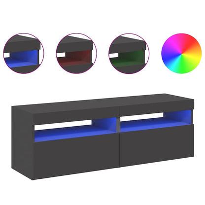 Mobili Porta TV con Luci LED 2 pz Grigi 60x35x40 cm