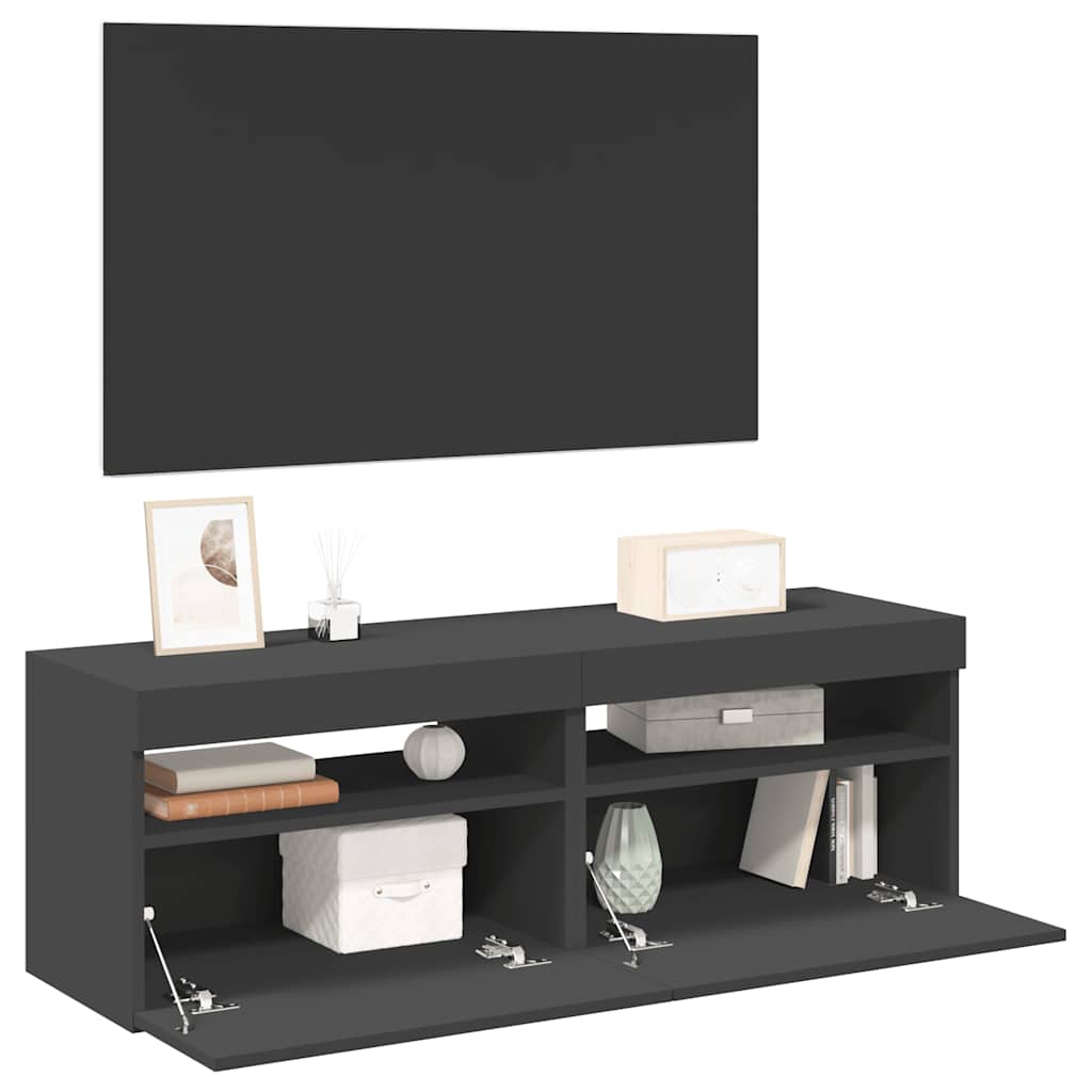 Mobili Porta TV con Luci LED 2 pz Grigi 60x35x40 cm