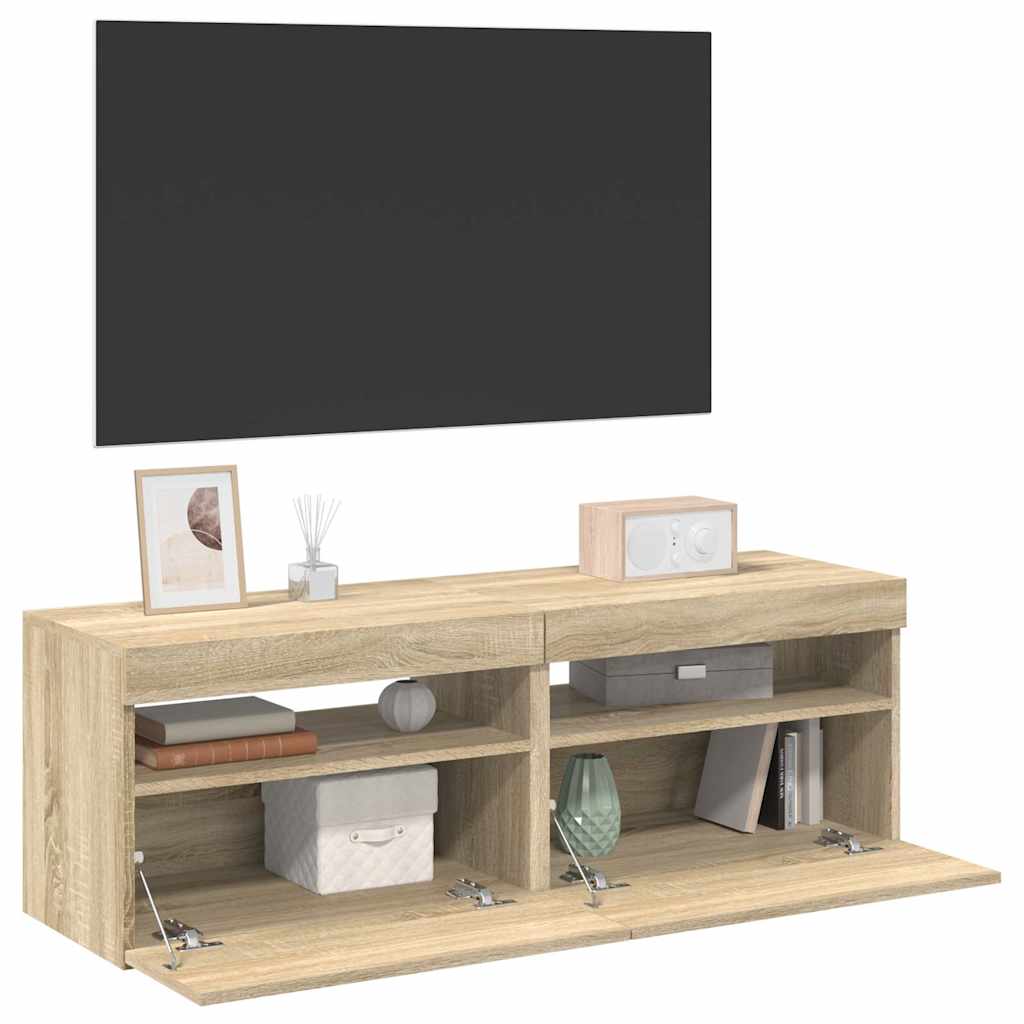Mobili Porta TV con LED 2 pz Rovere Sonoma 60x35x40 cm