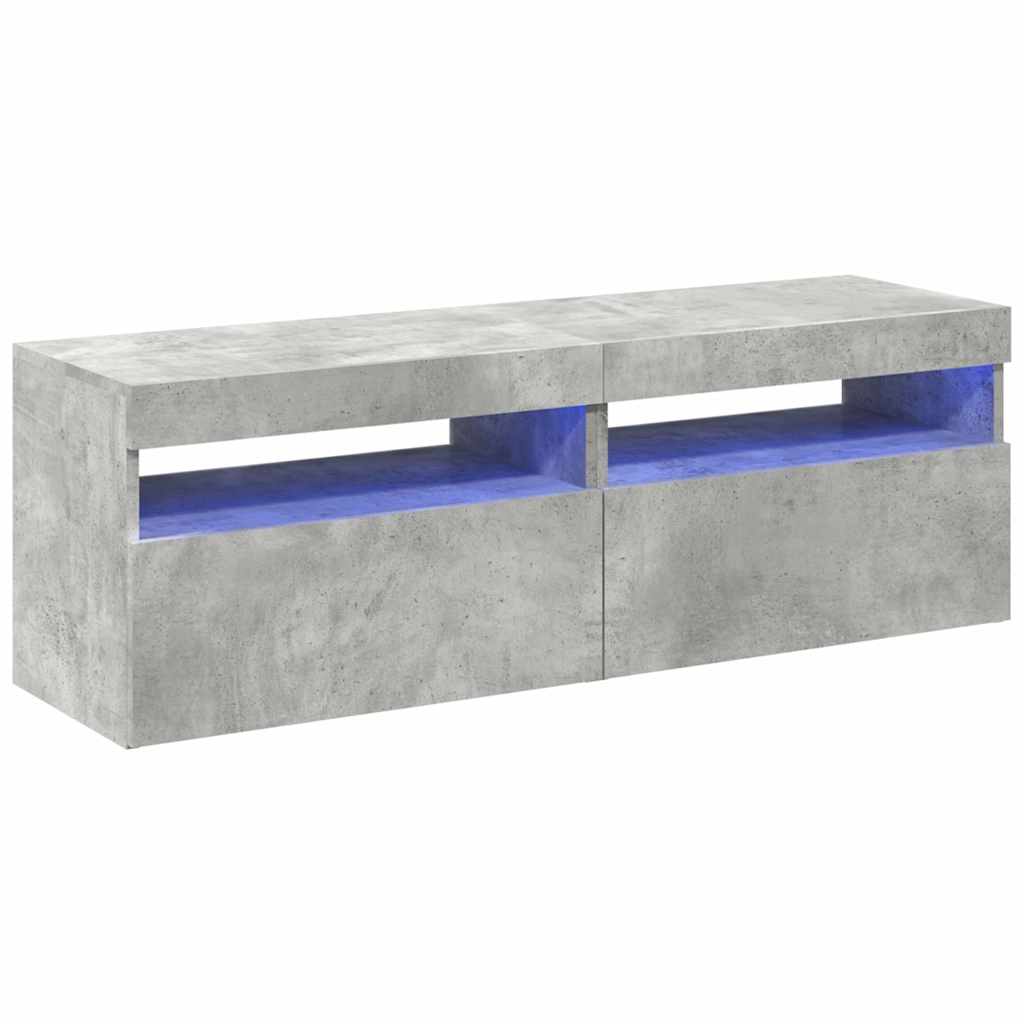 Mobili Porta TV con Luci LED 2 pz Grigio Cemento 60x35 cm
