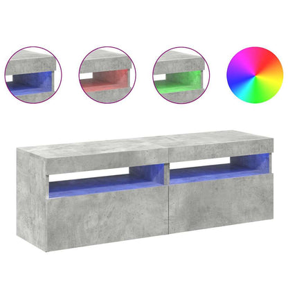 Mobili Porta TV con Luci LED 2 pz Grigio Cemento 60x35 cm
