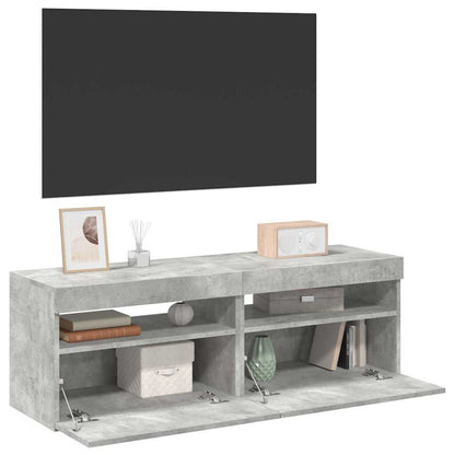 Mobili Porta TV con Luci LED 2 pz Grigio Cemento 60x35 cm