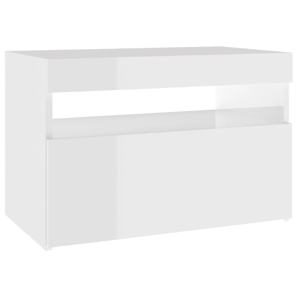 Mobile Porta TV con Luci LED Bianco Lucido 60x35x40 cm