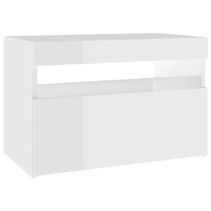 Mobile Porta TV con Luci LED Bianco Lucido 60x35x40 cm