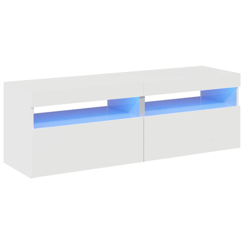 Mobili Porta TV con Luci LED 2 pz Bianco Lucido 60x35x40 cm