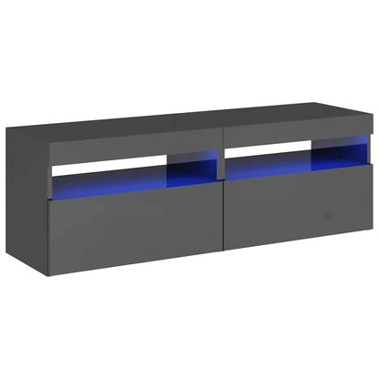 Mobili Porta TV con Luci LED 2 pz Grigio Lucido 60x35x40 cm