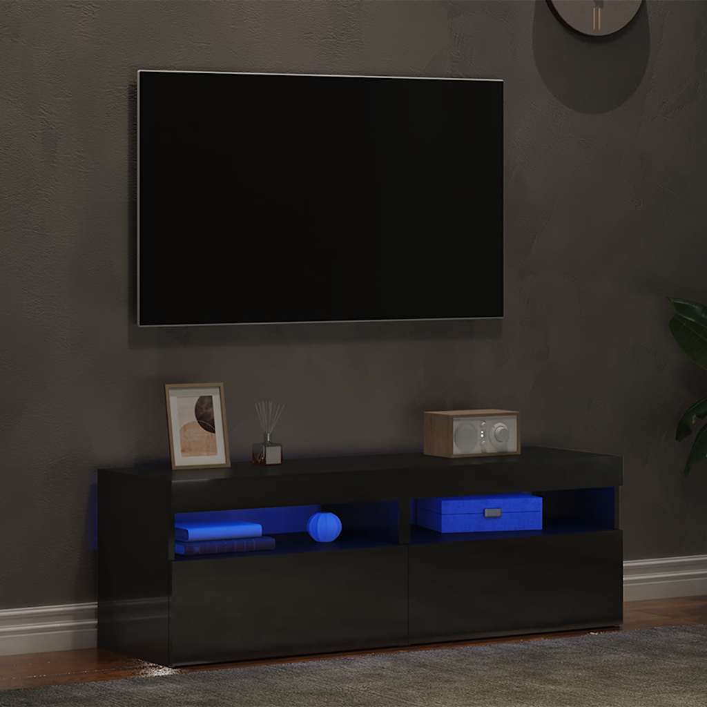 Mobili Porta TV con Luci LED 2 pz Grigio Lucido 60x35x40 cm