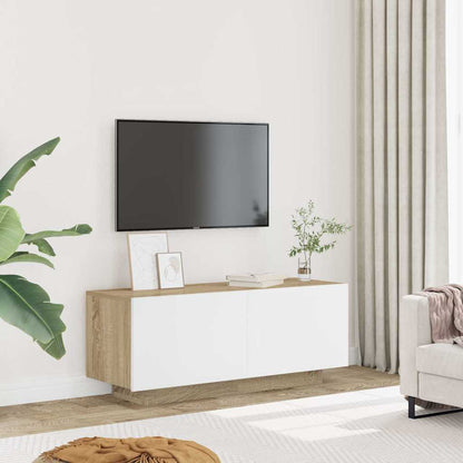 Mobile TV Bianco e Rovere Sonoma 100x35x40 cm Legno Multistrato