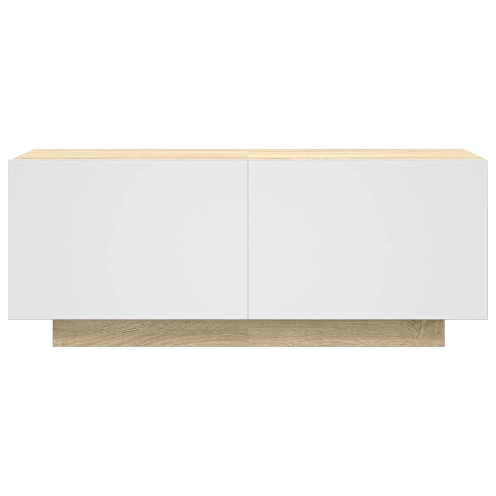 Mobile TV Bianco e Rovere Sonoma 100x35x40 cm Legno Multistrato