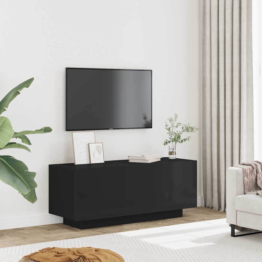 Mobile Porta TV Nero Lucido 100x35x40 cm in Legno Multistrato