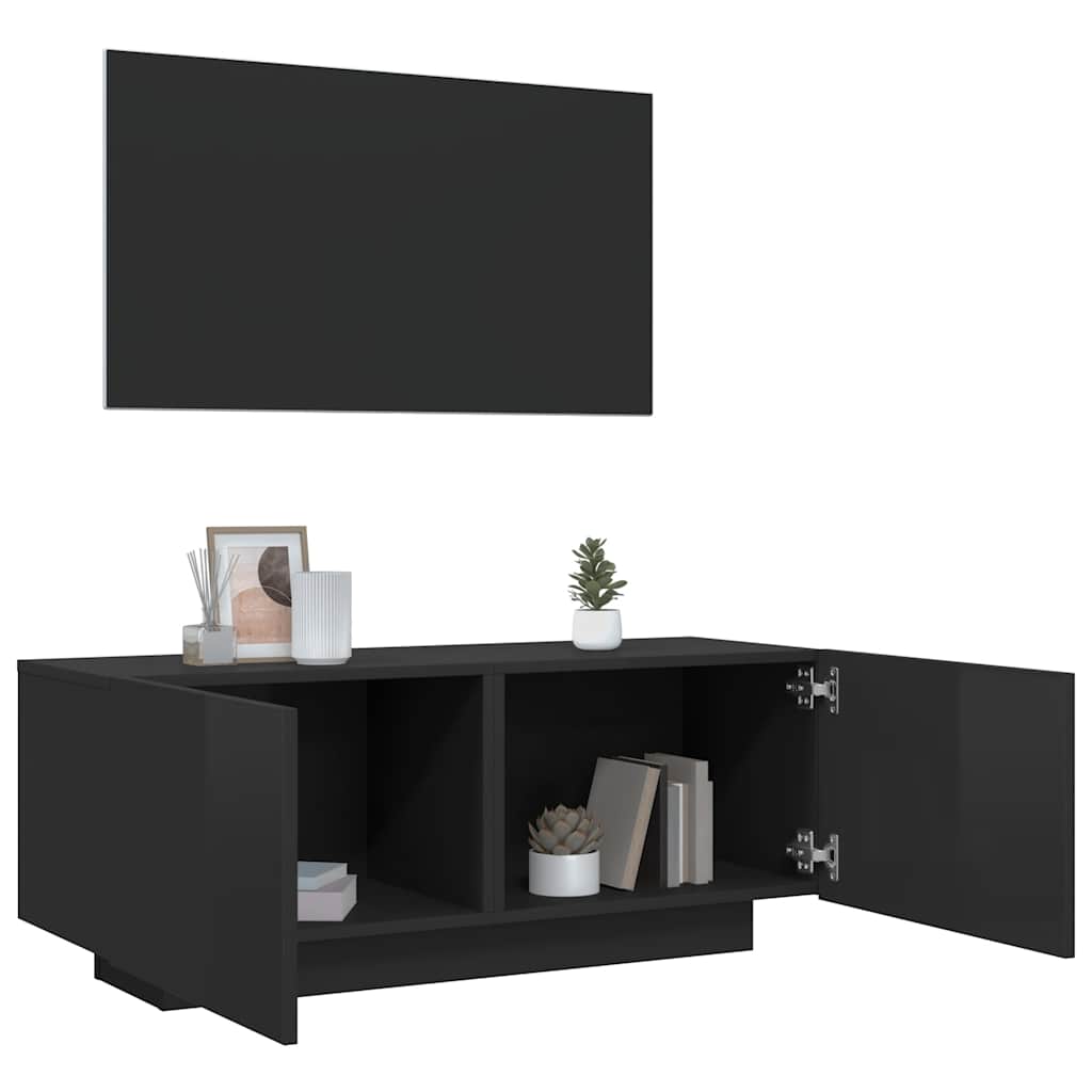 Mobile Porta TV Nero Lucido 100x35x40 cm in Legno Multistrato