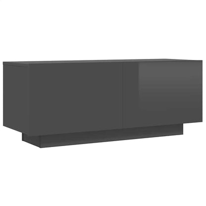Mobile Porta TV Grigio Lucido 100x35x40 cm in Legno Multistrato
