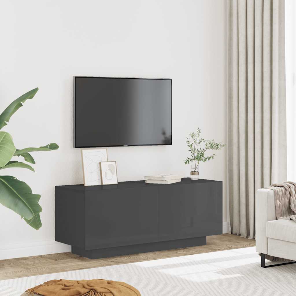 Mobile Porta TV Grigio Lucido 100x35x40 cm in Legno Multistrato