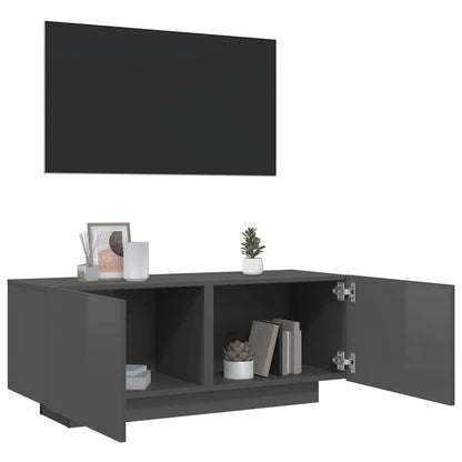 Mobile Porta TV Grigio Lucido 100x35x40 cm in Legno Multistrato