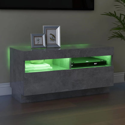 Mobile Porta TV con Luci LED Grigio Cemento 80x35x40 cm