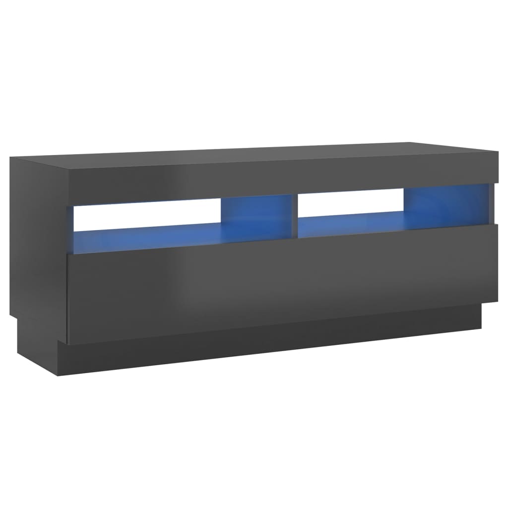 Mobile Porta TV con Luci LED Grigio Lucido 100x35x40 cm