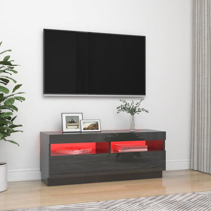 Mobile Porta TV con Luci LED Grigio Lucido 100x35x40 cm