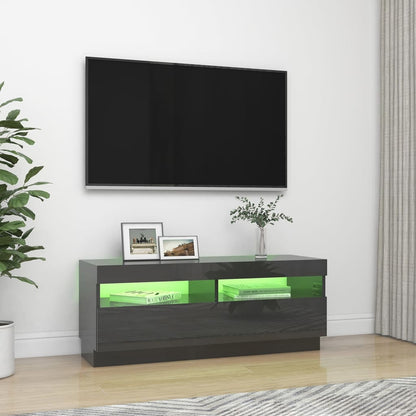 Mobile Porta TV con Luci LED Grigio Lucido 100x35x40 cm