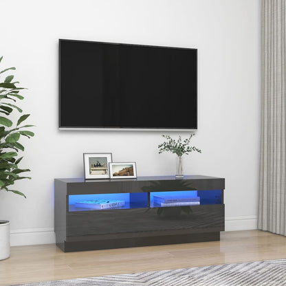 Mobile Porta TV con Luci LED Grigio Lucido 100x35x40 cm