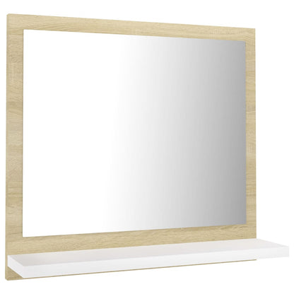 Specchio Bagno Bianco e Rovere Sonoma 40x10,5x37 cm Multistrato