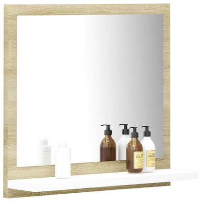 Specchio Bagno Bianco e Rovere Sonoma 40x10,5x37 cm Multistrato
