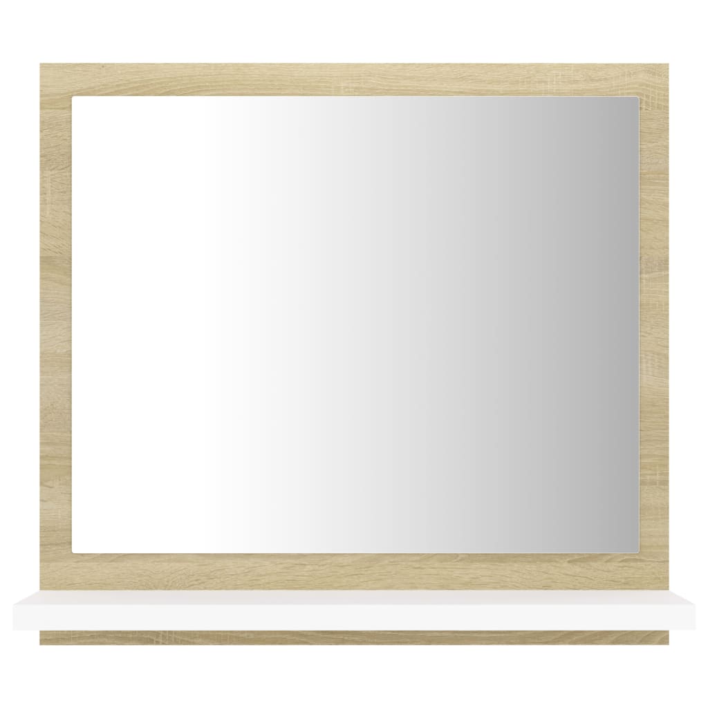 Specchio Bagno Bianco e Rovere Sonoma 40x10,5x37 cm Multistrato