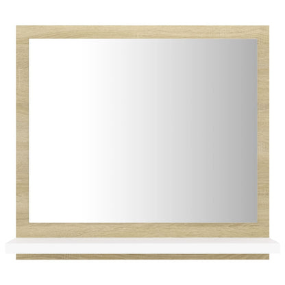 Specchio Bagno Bianco e Rovere Sonoma 40x10,5x37 cm Multistrato