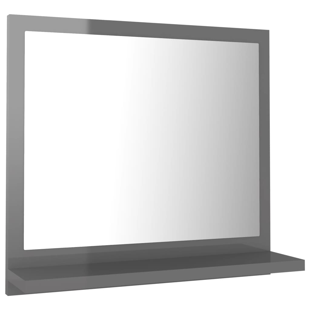 Specchio da Bagno Grigio Lucido 40x10,5x37 cm Legno Multistrato