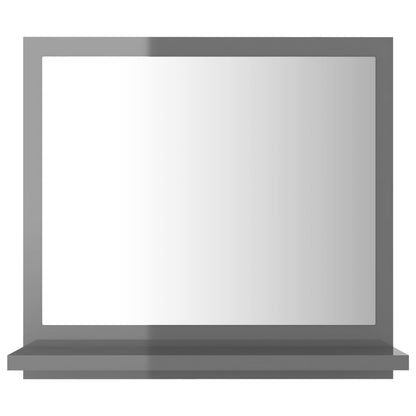 Specchio da Bagno Grigio Lucido 40x10,5x37 cm Legno Multistrato